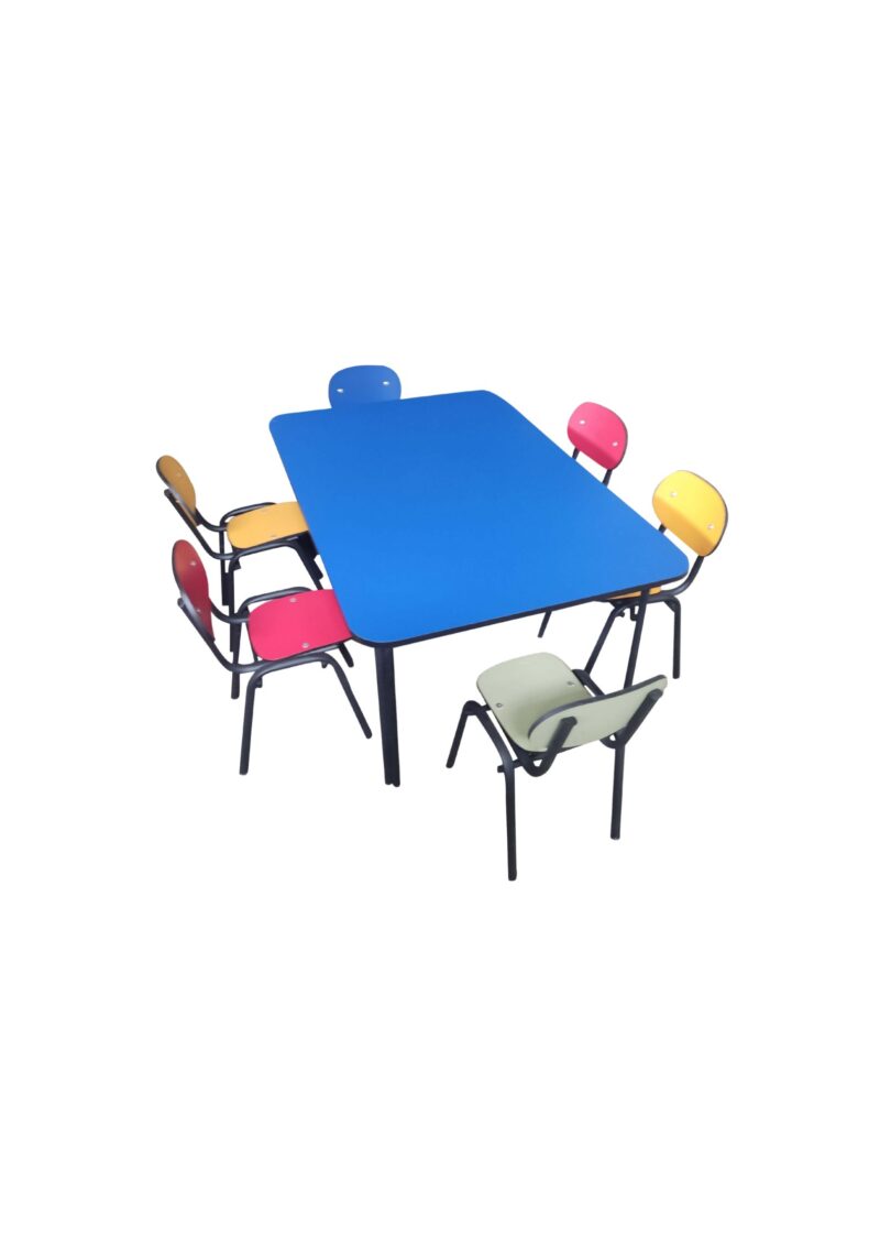Mesa Rectangular de preescolar con sillas